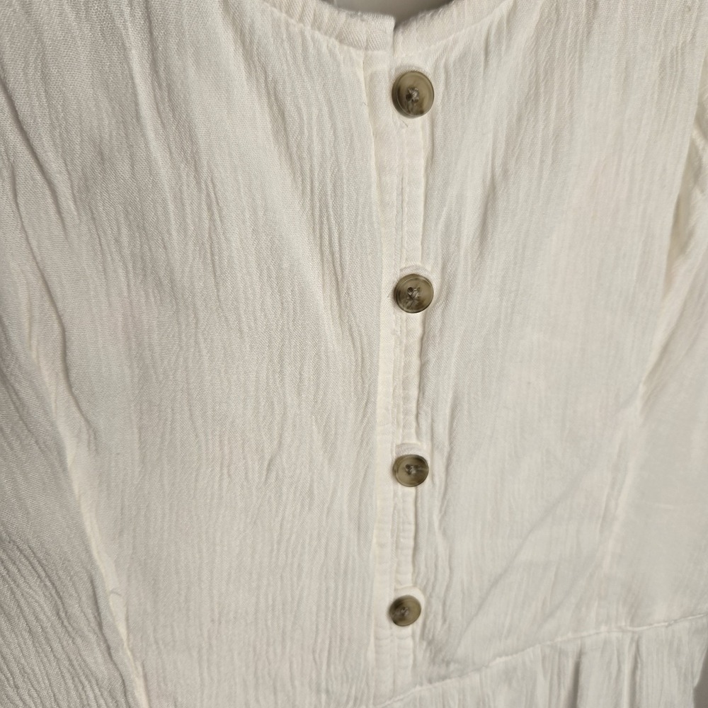Hollister M Medium Long Tall White Cottagecore Fairy Boho Tiered Dress Button - Picture 4 of 11